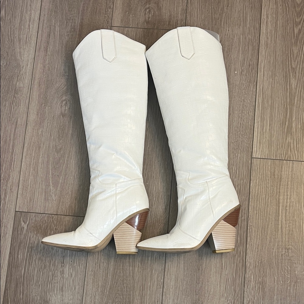 Elegant White Knee-High Boots